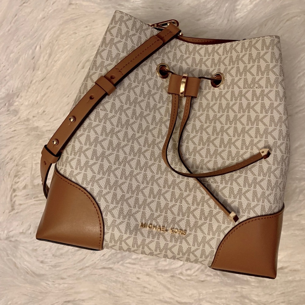 Michael Kors Leather Bucket Shoulder Satchel